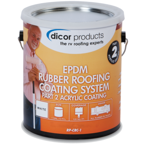 Dicor RP-CRC-1, EPDM Rubber Roof Acrylic Coating, White, 1 Gallon for Universal
